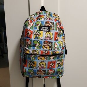 Nintendo Super Mario Multicolor Backpack GUC No Holes or Stains, Spacious.